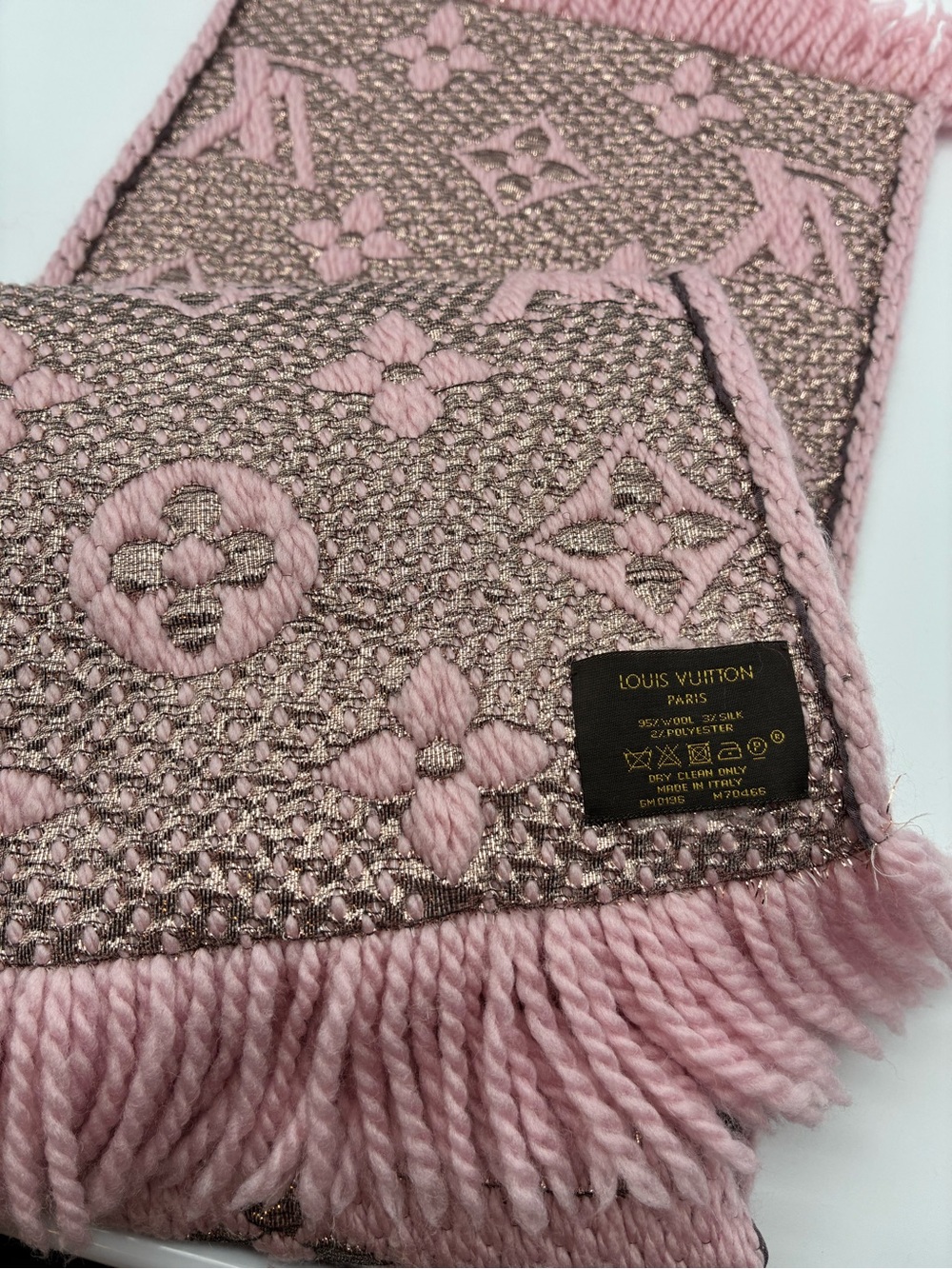 Louis Vuitton Blush Pink Monogram logomania wool scarf - Picture 7 of 12